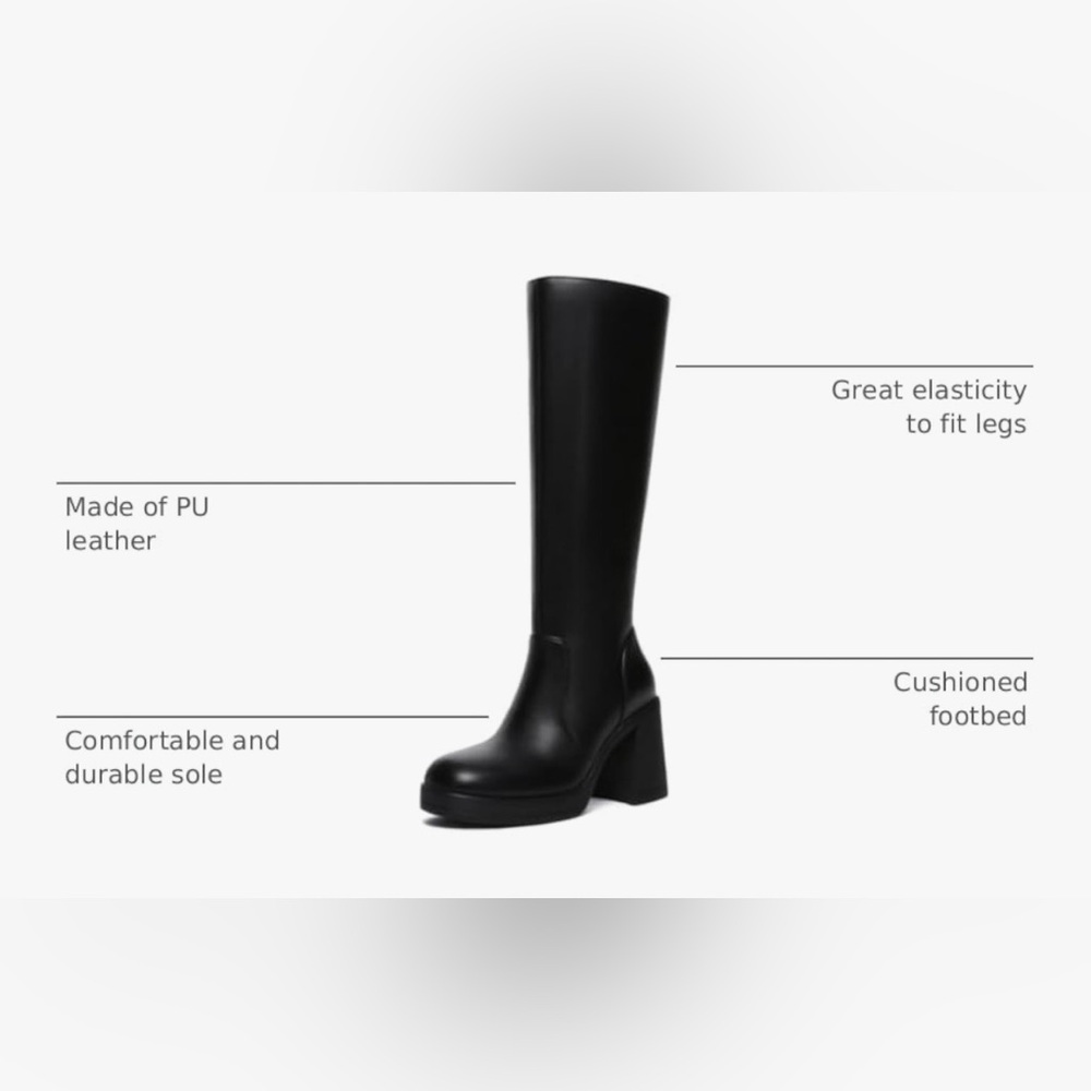 Athlefit Black Knee High Platform Boots - Picture 4 of 12